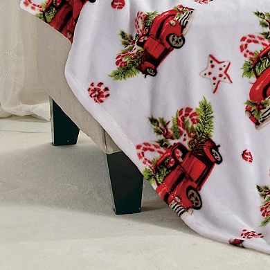 Rustic Truck Plush Decorative Christmas Machine Washable Throw