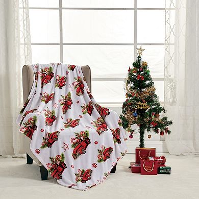 Rustic Truck Plush Decorative Christmas Machine Washable Throw