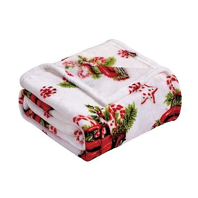 Rustic Truck Plush Decorative Christmas Machine Washable Throw