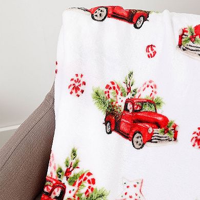 Rustic Truck Plush Decorative Christmas Machine Washable Throw