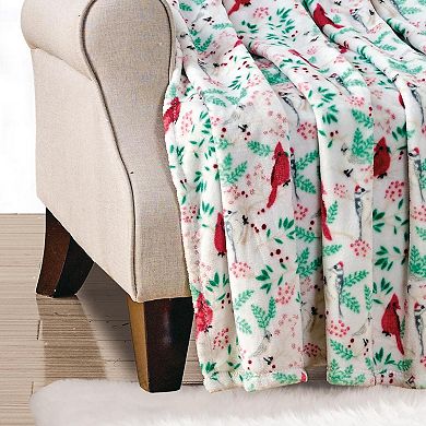 Cardinal Plush Decorative Machine Washable Throw