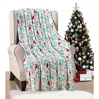 Cardinal Plush Decorative Machine Washable Throw