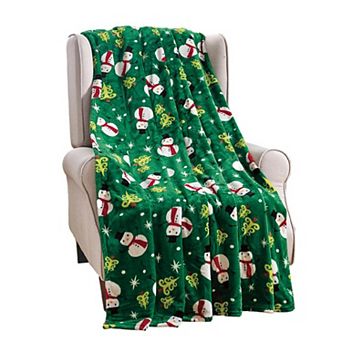 Green Snowman Plush Decorative Christmas Machine Washable Throw