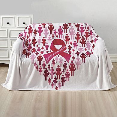 Pinktober Decorative Breast Cancer Awarenes Machine Washable Throw