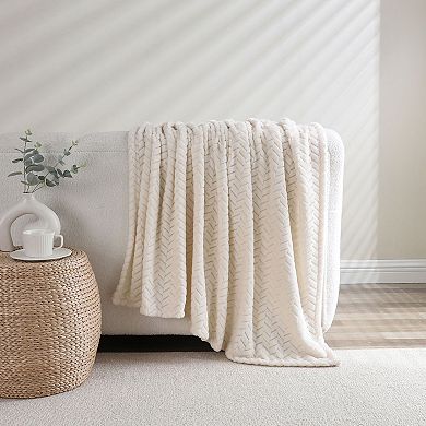 Kate Aurora Herringbone Shag Ultra Soft and Plush Accent Throw Blanket - 50 in. W x 60 in. L