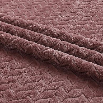 Kate Aurora Herringbone Shag Ultra Soft and Plush Accent Throw Blanket - 50 in. W x 60 in. L
