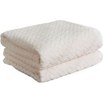 Kate Aurora Herringbone Shag Ultra Soft and Plush Accent Throw Blanket