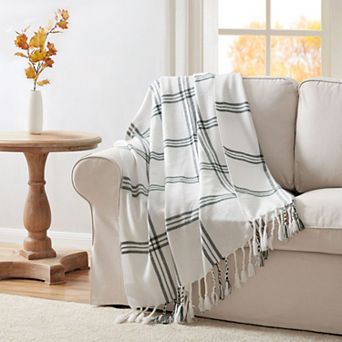 Kate Aurora Woodland Plaid Fringed Accent Throw Blanket - 50 in X 60 in