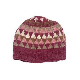 Feelgoodz Women’s Artisan Hand-Knit Jaya Harlequin Wool Beanie Hat