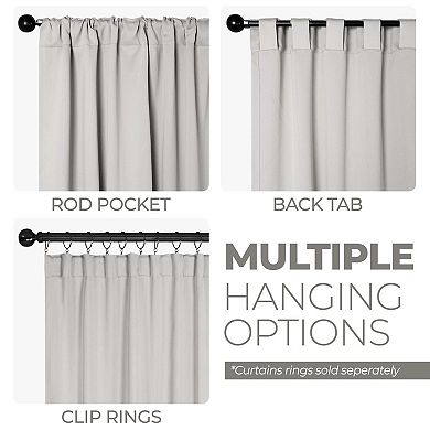 SUPERIOR Solid Room Darkening Rod Pocket 2 Window Curtain Panels