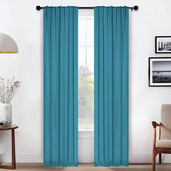 SUPERIOR Solid Room Darkening Rod Pocket 2 Window Curtain Panels