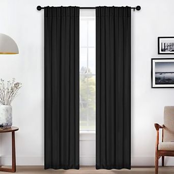SUPERIOR Solid Room Darkening Rod Pocket 2 Window Curtain Panels