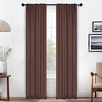 SUPERIOR Solid Room Darkening Rod Pocket 2 Window Curtain Panels