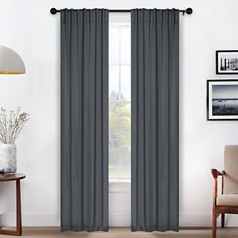 SUPERIOR Solid Room Darkening Rod Pocket 2 Window Curtain Panels