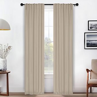 SUPERIOR Solid Room Darkening Rod Pocket 2 Window Curtain Panels