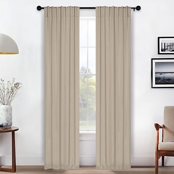 SUPERIOR Solid Room Darkening Rod Pocket 2 Window Curtain Panels