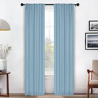 SUPERIOR Solid Room Darkening Rod Pocket 2 Window Curtain Panels