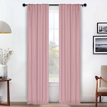 SUPERIOR Solid Room Darkening Rod Pocket 2 Window Curtain Panels