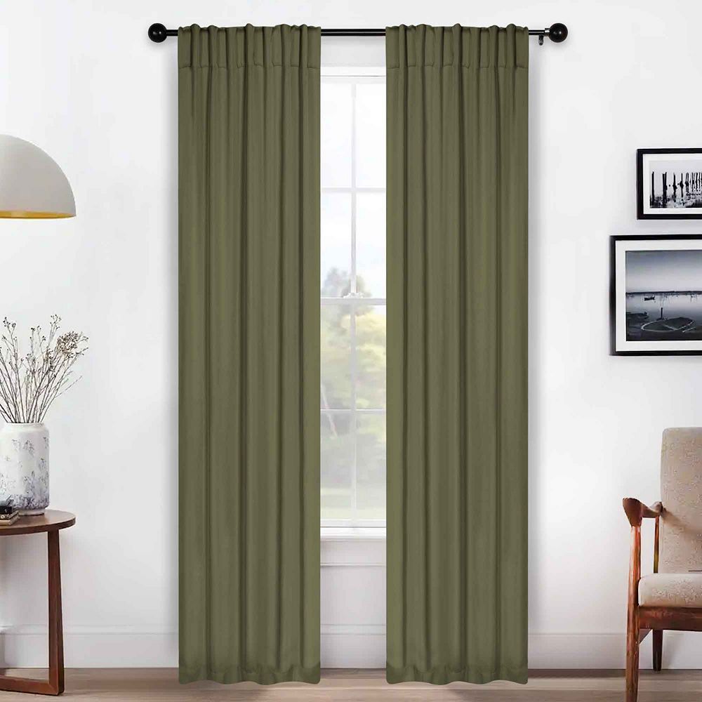 SUPERIOR Solid Room Darkening Rod Pocket 2 Window Curtain Panels