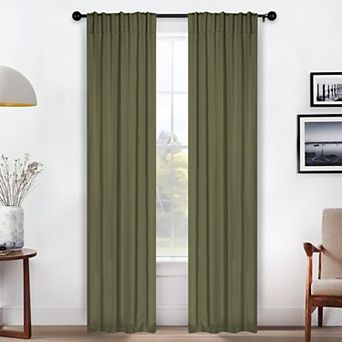 SUPERIOR Solid Room Darkening Rod Pocket 2 Window Curtain Panels