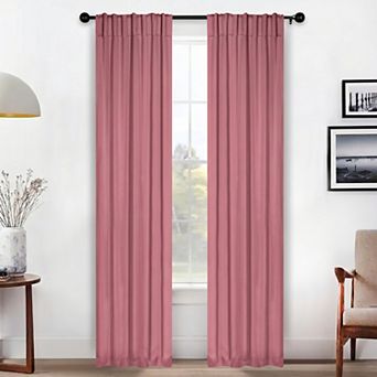 SUPERIOR Solid Room Darkening Rod Pocket 2 Window Curtain Panels