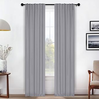 SUPERIOR Solid Room Darkening Rod Pocket 2 Window Curtain Panels