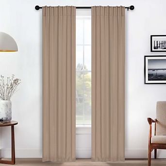 SUPERIOR Solid Room Darkening Rod Pocket 2 Window Curtain Panels