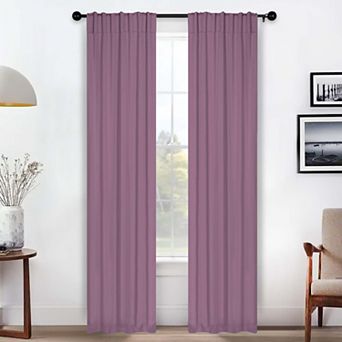 SUPERIOR Solid Room Darkening Rod Pocket 2 Window Curtain Panels