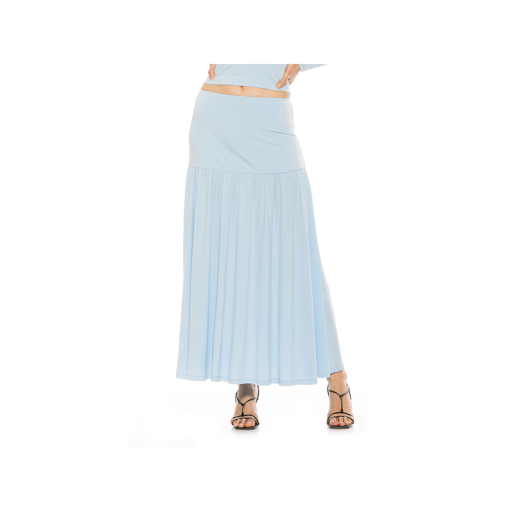 Womens ALEXIA ADMOR Lia Shirred Maxi Skirt, Size: XS, Halogen Blue