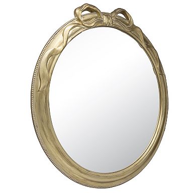 Belle Maison Decorative Gold Bow Round Wall Mirror