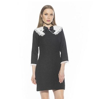 Women's ALEXIA ADMOR Monique Lace Collar Tweed Shift Dress