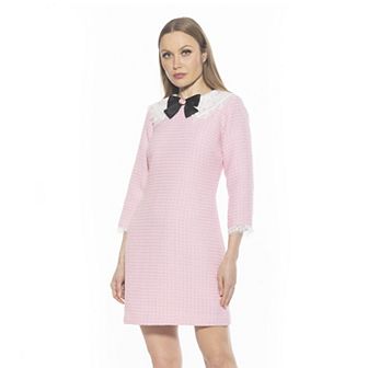 Women's ALEXIA ADMOR Monique Lace Collar Tweed Shift Dress
