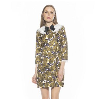 Women's ALEXIA ADMOR Monique Lace Collar Twill Shift Dress