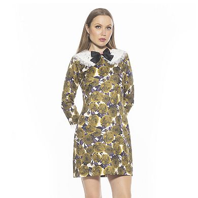 Women's ALEXIA ADMOR Monique Lace Collar Twill Shift Dress