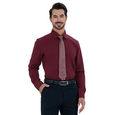 zara burgundy embroidered dress Cinch Mens Burgundy Tencel Stripe Long Sleeve Button-down Shirt