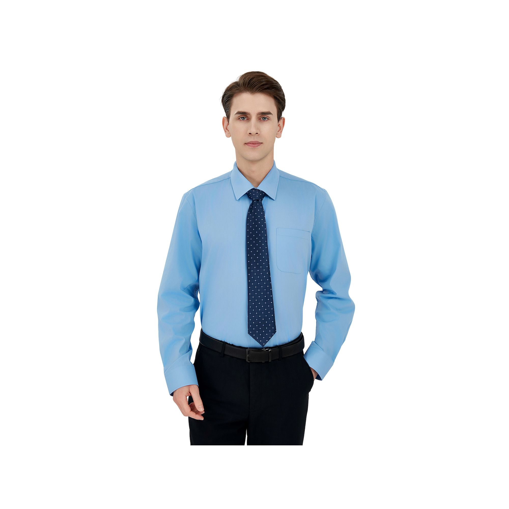 Mens Bespoke Classic-Fit Dress Shirt & Tie Set, Size: Medium-32/33, Light 