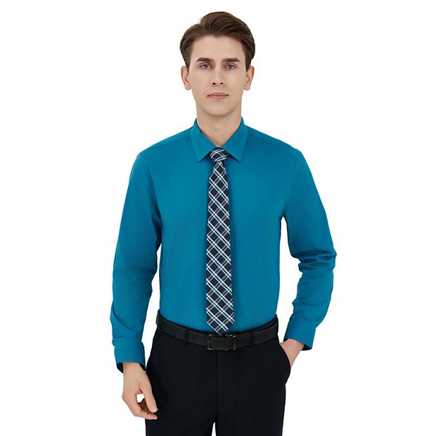 green emerald velvet dress Hisdern Non-Iron Green Dress Shirt and Striped Tie M main image 0