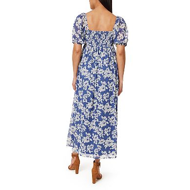 Juniors' WallFlower Pleated Bodice Puff Sleeve Maxi Dress
