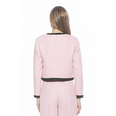 Women's ALEXIA ADMOR Rose Tweed Crewneck 3/4” Sleeve Jacket