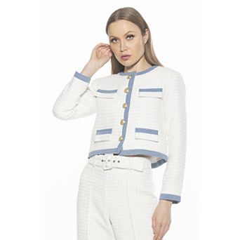 Women's ALEXIA ADMOR Rose Tweed Crewneck 3/4” Sleeve Jacket