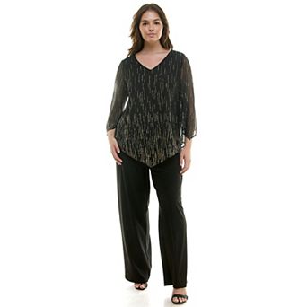 Plus Size Luxology 2 pc V-Neck Poncho & Straight Leg Pants Set