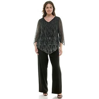 Plus Size Luxology 2 pc V-Neck Poncho & Straight Leg Pants Set