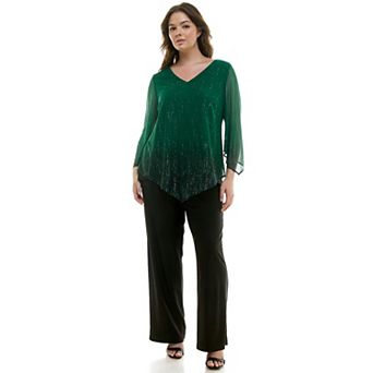 Plus Size Luxology 2 pc V-Neck Poncho & Straight Leg Pants Set