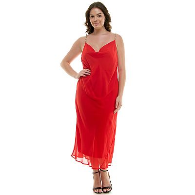 Plus Size Luxology Novelty Trim Slip Dress, Women's, Size: 3XL, Green