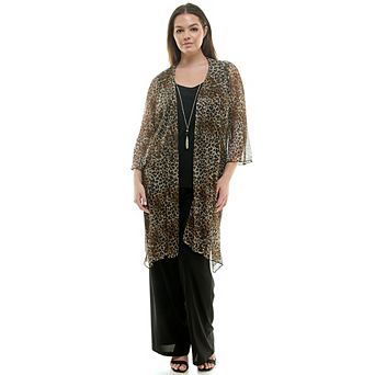 Plus Size Luxology 3 pc Shimmer Cardigan, Tank Top & Straight Leg Pants Set