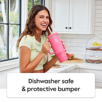 Takeya 40 oz. Stainless Steel Tumbler with Lid & Two Straws