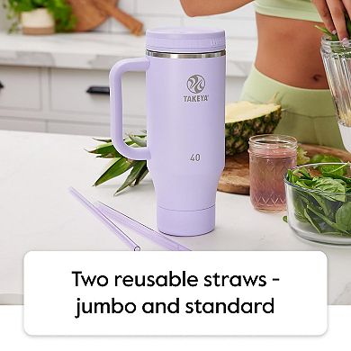 Takeya 40 oz. Stainless Steel Tumbler with Lid & Two Straws
