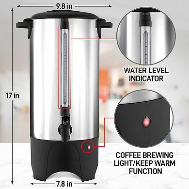 Zulay Kitchen Commercial Coffee Maker Stainless Steel - 45 Cup Coffee Urn