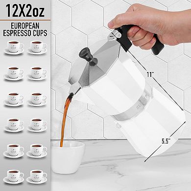 Zulay Kitchen Classic Italian Style 12 Espresso Cup Moka Pot