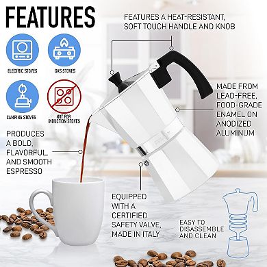 Zulay Kitchen Classic Italian Style 12 Espresso Cup Moka Pot